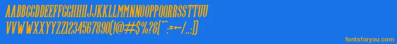 Fonte Highwind Italic – fontes laranjas em um fundo azul