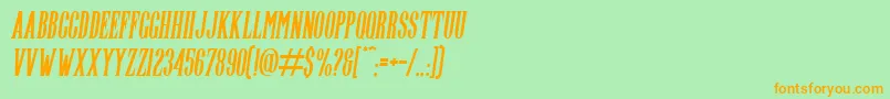 Fonte Highwind Italic – fontes laranjas em um fundo verde
