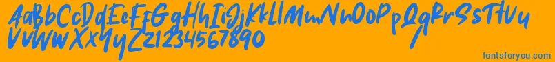 Hikaru Font – Blue Fonts on Orange Background