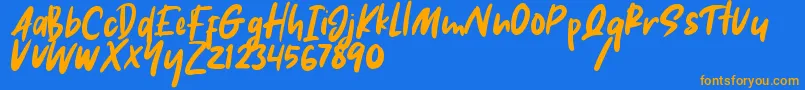 Hikaru Font – Orange Fonts on Blue Background