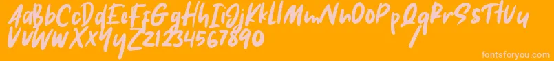 Hikaru Font – Pink Fonts on Orange Background