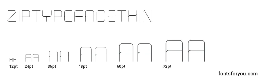 Размеры шрифта ZipTypefaceThin