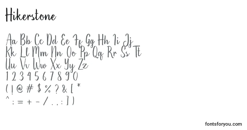 Czcionka Hikerstone – alfabet, cyfry, specjalne znaki