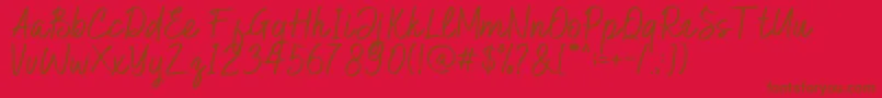 Hilburg Script Font – Brown Fonts on Red Background