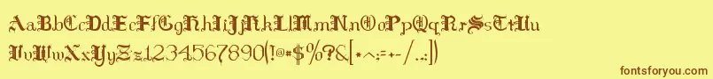 フォントHilds    – 茶色の文字が黄色の背景にあります。