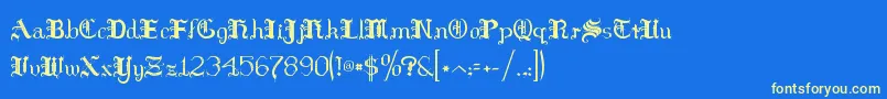 フォントHilds    – 黄色の文字、青い背景