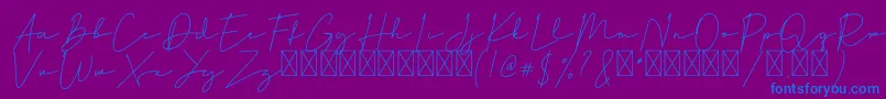 Hiliana-Schriftart – Blaue Schriften auf violettem Hintergrund