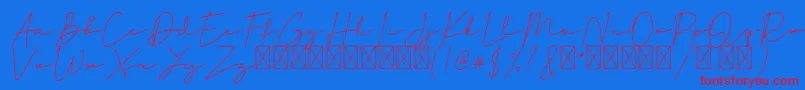 Hiliana-Schriftart – Rote Schriften auf blauem Hintergrund