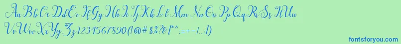 フォントHillah  – 青い文字は緑の背景です。