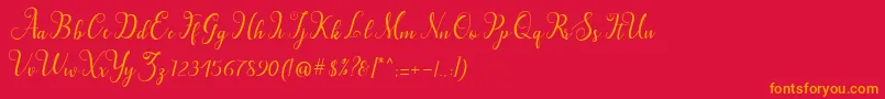 フォントHillah  – 赤い背景にオレンジの文字