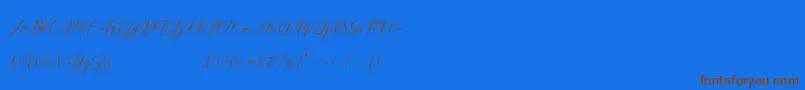 hilland-Schriftart – Braune Schriften auf blauem Hintergrund