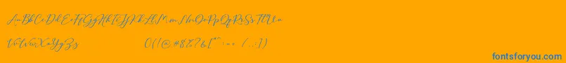 hilland-Schriftart – Blaue Schriften auf orangefarbenem Hintergrund