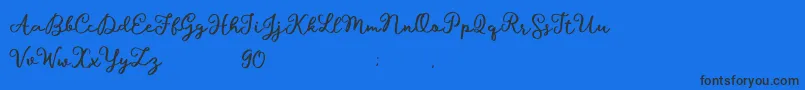 Hillary Script Demo-Schriftart – Schwarze Schriften auf blauem Hintergrund