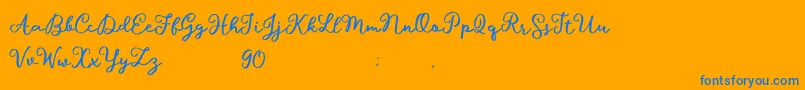 Hillary Script Demo Font – Blue Fonts on Orange Background
