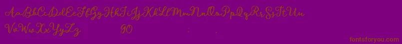 Hillary Script Demo-Schriftart – Braune Schriften auf violettem Hintergrund