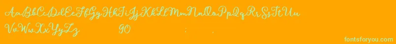 Hillary Script Demo Font – Green Fonts on Orange Background