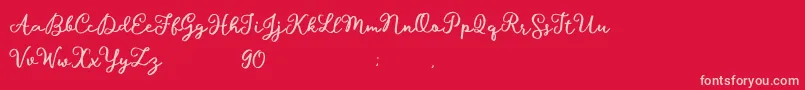 Hillary Script Demo Font – Pink Fonts on Red Background
