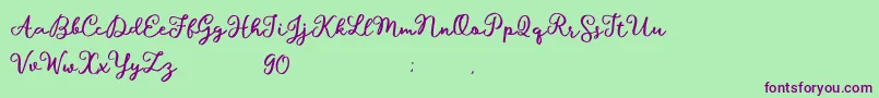 Hillary Script Demo-Schriftart – Violette Schriften auf grünem Hintergrund