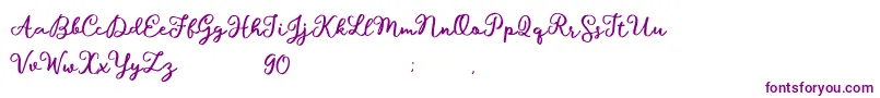 Hillary Script Demo-Schriftart – Violette Schriften auf weißem Hintergrund