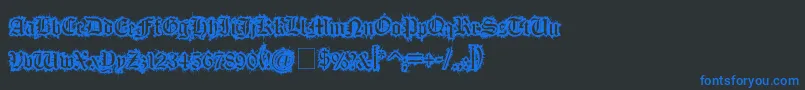 フォントFleshWound – 黒い背景に青い文字