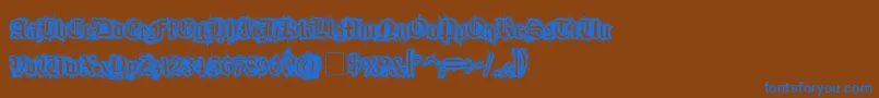 フォントFleshWound – 茶色の背景に青い文字