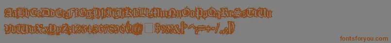 Weitere Informationen zur FleshWound-Schriftart FleshWound-Schriftart – Braune Schriften auf grauem Hintergrund
