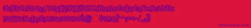 FleshWound-Schriftart – Violette Schriften auf rotem Hintergrund