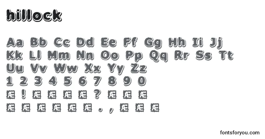 Hillock (129681)-fontti – aakkoset, numerot, erikoismerkit