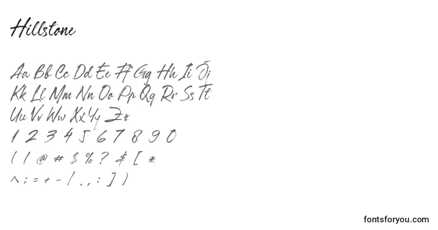 A fonte Hillstone – alfabeto, números, caracteres especiais