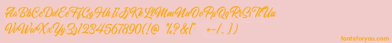 Hillstown Script DEMO-Schriftart – Orangefarbene Schriften auf rosa Hintergrund