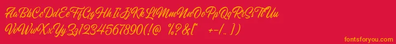 Hillstown Script DEMO Font – Orange Fonts on Red Background