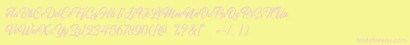 Hillstown Script DEMO-Schriftart – Rosa Schriften auf gelbem Hintergrund