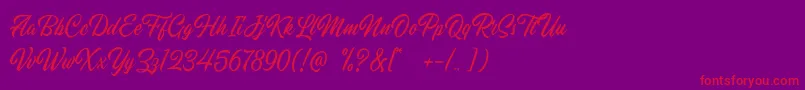 Hillstown Script DEMO-Schriftart – Rote Schriften auf violettem Hintergrund