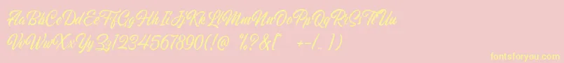 Hillstown Script DEMO-Schriftart – Gelbe Schriften auf rosa Hintergrund