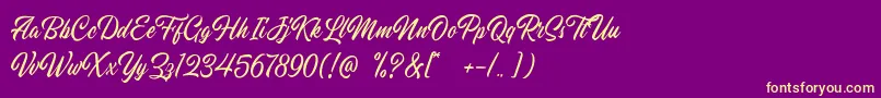 Hillstown Script DEMO Font – Yellow Fonts on Purple Background