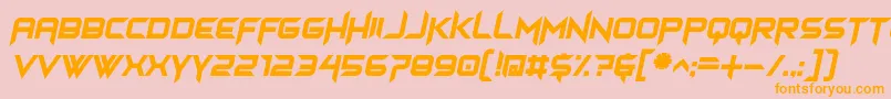 フォントhimagsikan italic – オレンジの文字がピンクの背景にあります。