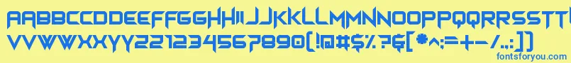 フォントhimagsikan – 青い文字が黄色の背景にあります。