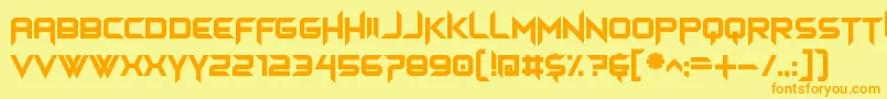 フォントhimagsikan – オレンジの文字が黄色の背景にあります。