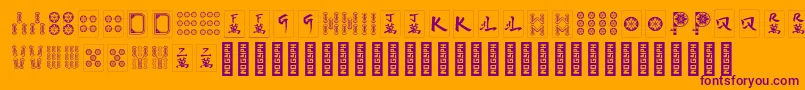 HiMahjong Regular-Schriftart – Violette Schriften auf orangefarbenem Hintergrund