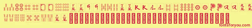 HiMahjong Regular-Schriftart – Rote Schriften auf gelbem Hintergrund