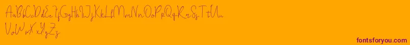 Himeka demo-Schriftart – Violette Schriften auf orangefarbenem Hintergrund