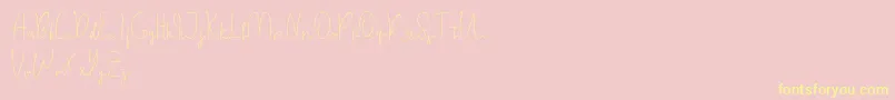 Himeka demo-Schriftart – Gelbe Schriften auf rosa Hintergrund