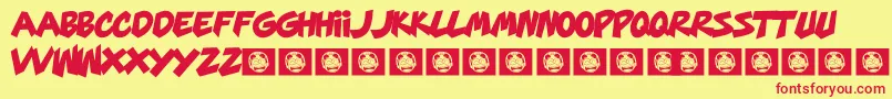 MarsMellow-fontti – punaiset fontit keltaisella taustalla