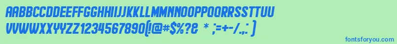 Hindenburg Italic Font – Blue Fonts on Green Background