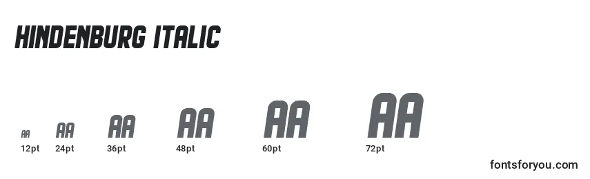Размеры шрифта Hindenburg Italic