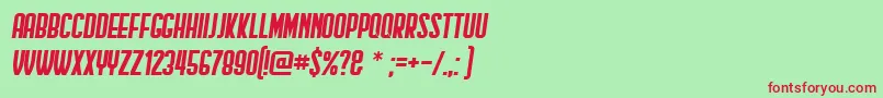 HindenburgCondensed Italic-fontti – punaiset fontit vihreällä taustalla