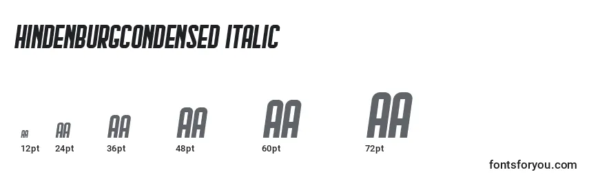 Размеры шрифта HindenburgCondensed Italic