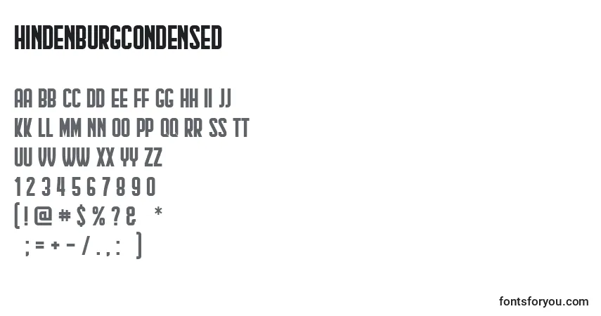 HindenburgCondensed-fontti – aakkoset, numerot, erikoismerkit