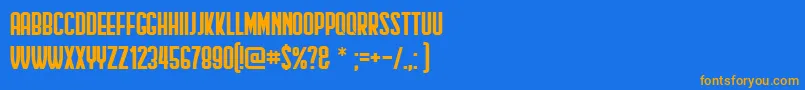 フォントHindenburgCondensed – オレンジ色の文字が青い背景にあります。