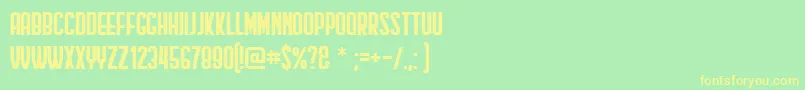 フォントHindenburgCondensed – 黄色の文字が緑の背景にあります